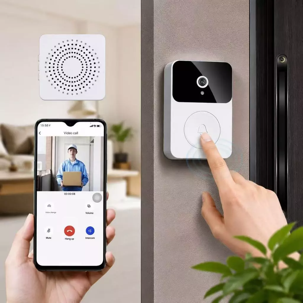 Campainha Com Câmera Vídeo Porteiro Sem Fio Wi-Fi HD Inteligente Smart Home Vê Pelo Celular