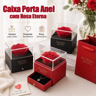 Caixa De Anel De Rosa Eterna, Presente De Joias, Romântico De Luxo Para Noivado E Casamento
