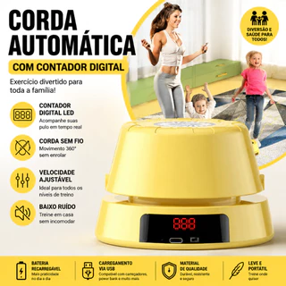 Máquina De Pular Corda Automática Contador Inteligente com Controle Remoto e 10 Velocidades