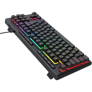 Teclado Membrana Gamer Redragon Shiva 87 Preto RGB TKL ABNT2 com Teclas Multimídia e Macros Dedicadas ABNT2