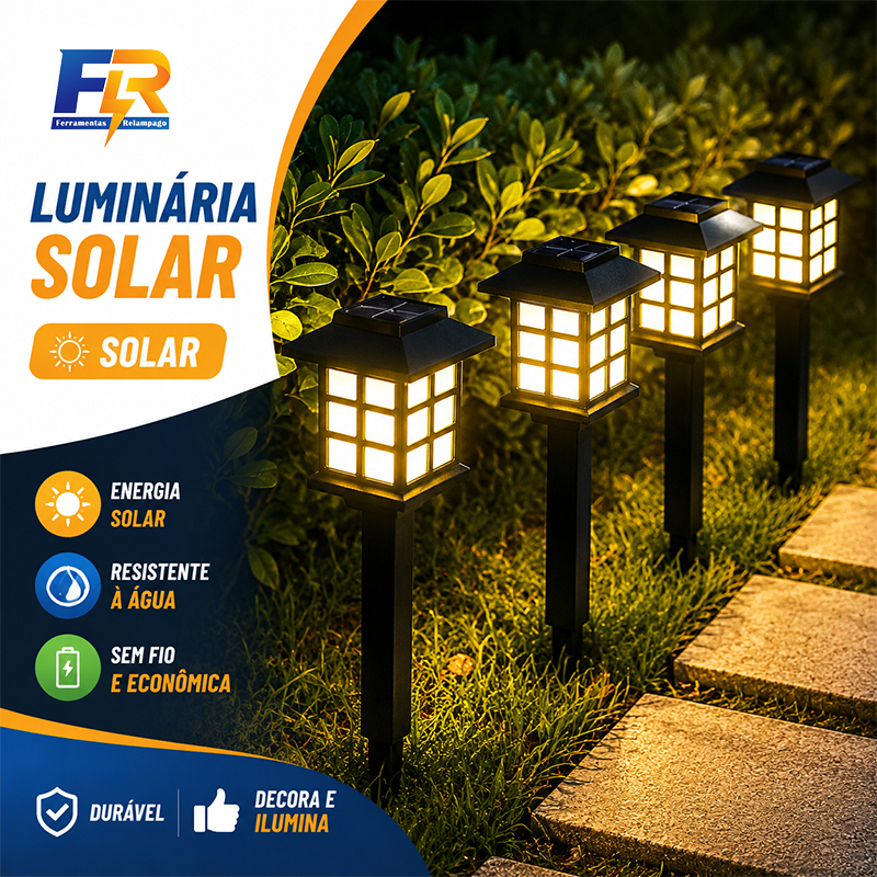 Kit 2/4/6 Luminária Solar Espeto LED À Prova D'água Decorativa Recarregável para Jardim Gramado Caminho Externo