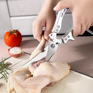 Tesoura de Cozinha Multiuso Forte - Corta Osso de Frango e Peixe, Carnes, Legumes, Aço Inoxidável Profissional