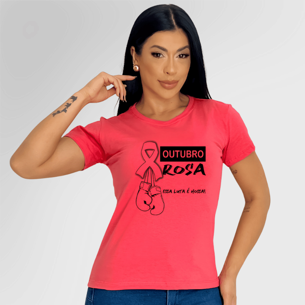 Blusa Feminina Elegante Outubro Rosa Confortavel Baby Look Estilosa ...