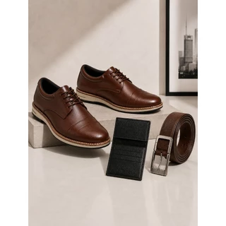 Kit Sapato Social Masculino Oxford + Cinto + Carteira