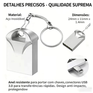 Mini Pendrive Chaveiro Metálico USB 2.0 4GB 8G 16G 32G 64G 🔑💾 Original