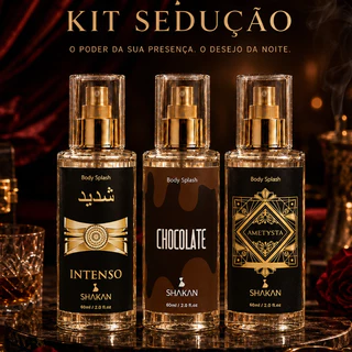 Kit Sedução Masculino 3 Body Splash 60ml Intenso Chocolate Ametysta Alta Fixação Fragrância Masculina Presente Homem