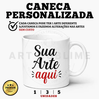 Canecas Personalizadas - Kit 01|03|05 | Empresas, Eventos e Confraternizações - 325ml em Porcelana