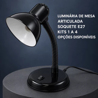 Abajur de Mesa Flexível para Escritório e Home Office com Base de Apoio Interruptor e Soquete E27 5 Cores