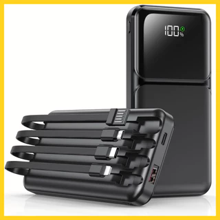 Carregador Portátil Para Celular iPhone Android 10000 mAh com 4 Cabos Integrados Power Bank 22.5W Turbo Rápido