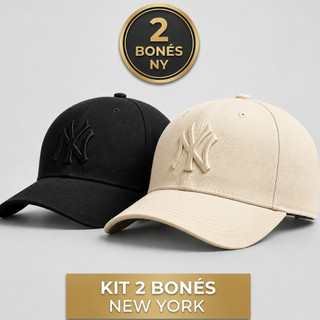 Kit 2 Bonés New York NY, bordado