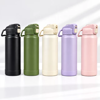 Copo Térmico 830ml Inox SUS304 com Canudo, Tampa com Trava, Garrafa Térmica à Prova de Vazamentos
