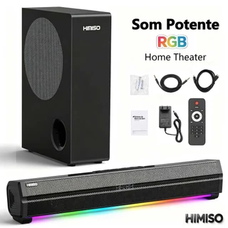Barra de Som HIMISO com Subwoofer 2.1CH 400W RGB Graves Fortes para Assistir Futebol e Filmes na TV