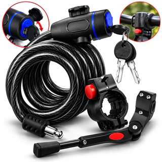 kit Descanso Pezinho Lateral Bicicleta regulagem P/bike 20 A29 + trava De Aço Cadeado Bike Moto