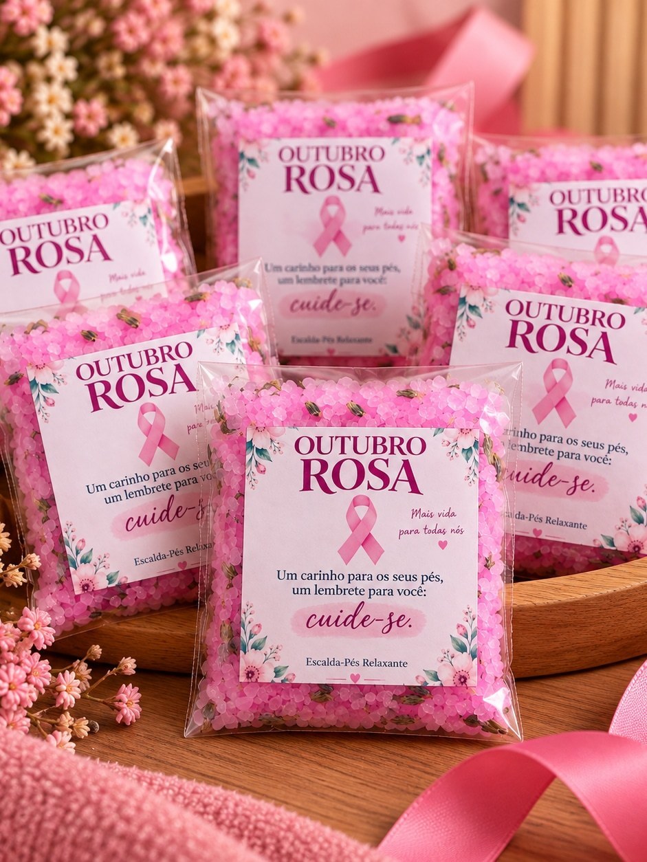 Kit Outubro Rosa Escalda Pés Lembrancinha Feminina Autocuidado Mimo ...