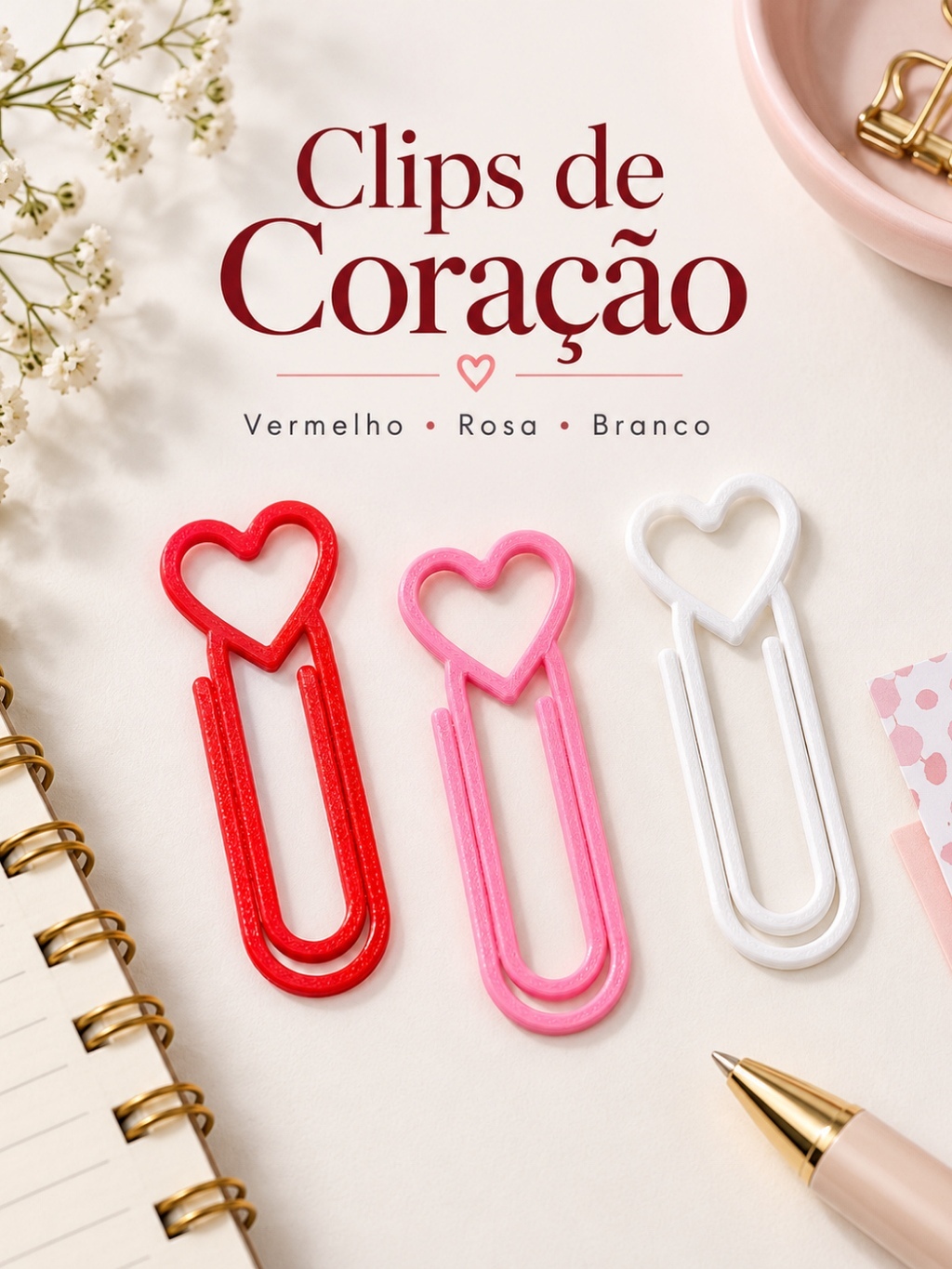 Clips Coração Vazado (100 a 500 un.)