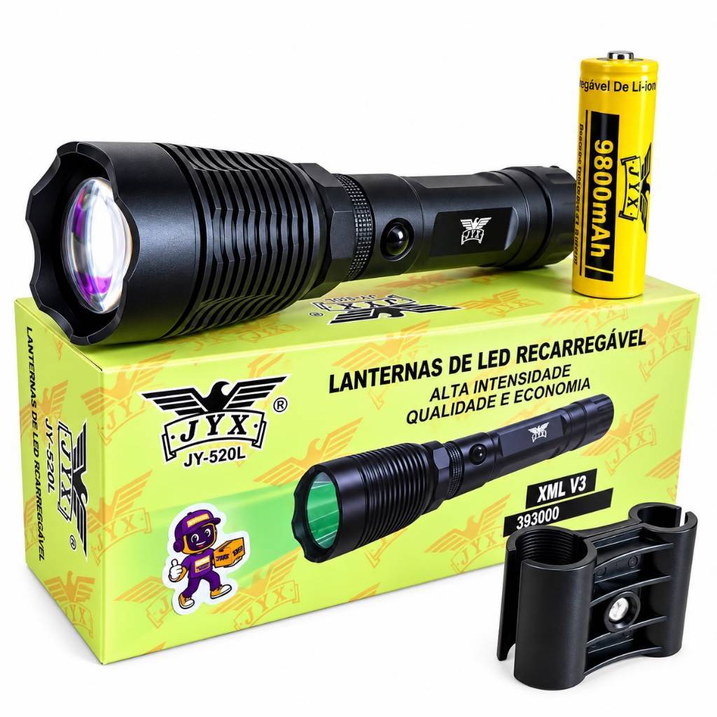Lanterna Com Luz Verde + Suporte Universal LED V3 Jyx Jy-520L