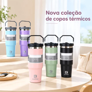 Garrafa Térmica 900ML Generosa Com Bico Com Alça Flip Tumbl 316Aço Inoxidável Academia Trabalho