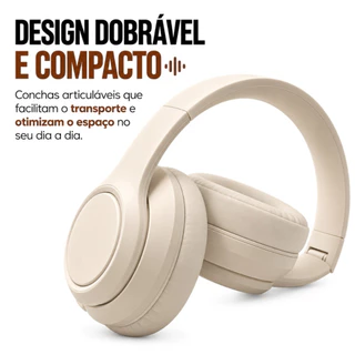 Fone de Ouvido Bluetooth 5.3 On-ear. Cancelamento de Ruído e Regulável para Corridas e Academia