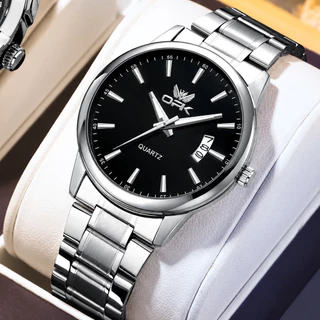 OPK Relogio Masculino Luxo Quartzo Preto Minimalista Elegante Casual Esporte Fashion Analogo 6010
