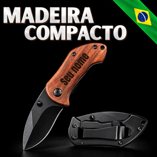 Canivete Feminino cabo de Madeira Personalizado com Nome Laser