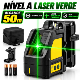 Nivel a Laser Verde de Precisão 50m Linha Cruzada de Horizontal Vertical Autonivelante Profissional