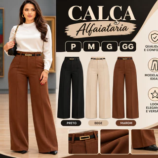 Calça Feminina Pantalona Alfaiataria Linha Premium – Social e Casual
