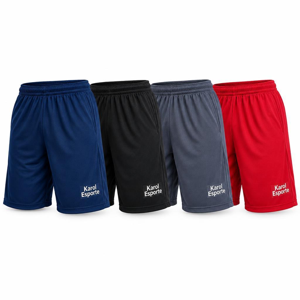 Kit 4 Calções Karol Esporte Poliéster Masculino Academia P M G GG