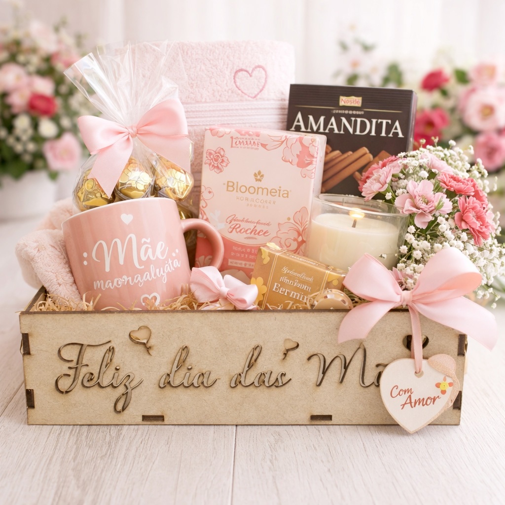 Bandeja em MDF Feliz Dia das Mães Bandejinha Montagem Cesta Presente para Mãe 20x15x6 em Oferta na Shopee