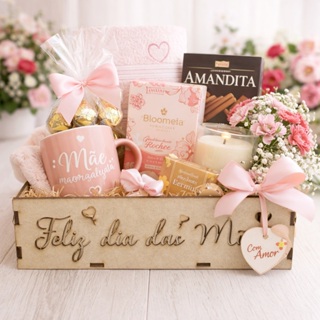 Bandeja em MDF Feliz Dia das Mães Bandejinha Montagem Cesta Presente para Mãe 20x15x6 em Oferta na Shopee