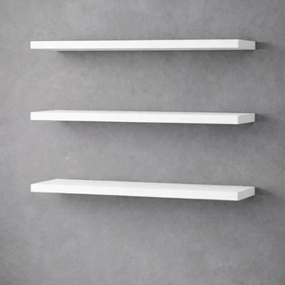 Kit 3 Prateleiras MDF 60cm Branca Suporte Invisível Flutuante Parede em Oferta na Shopee