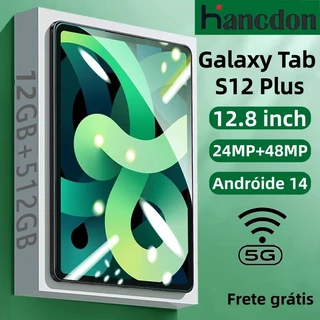 【Teclado + mouse grátis】Galaxy Tablet S12 Plus Android 14  Tela 12.8" FHD+ROM 12GB+512GB Bateria 8800mAh Wi-Fi Tablet PC em Oferta na Shopee