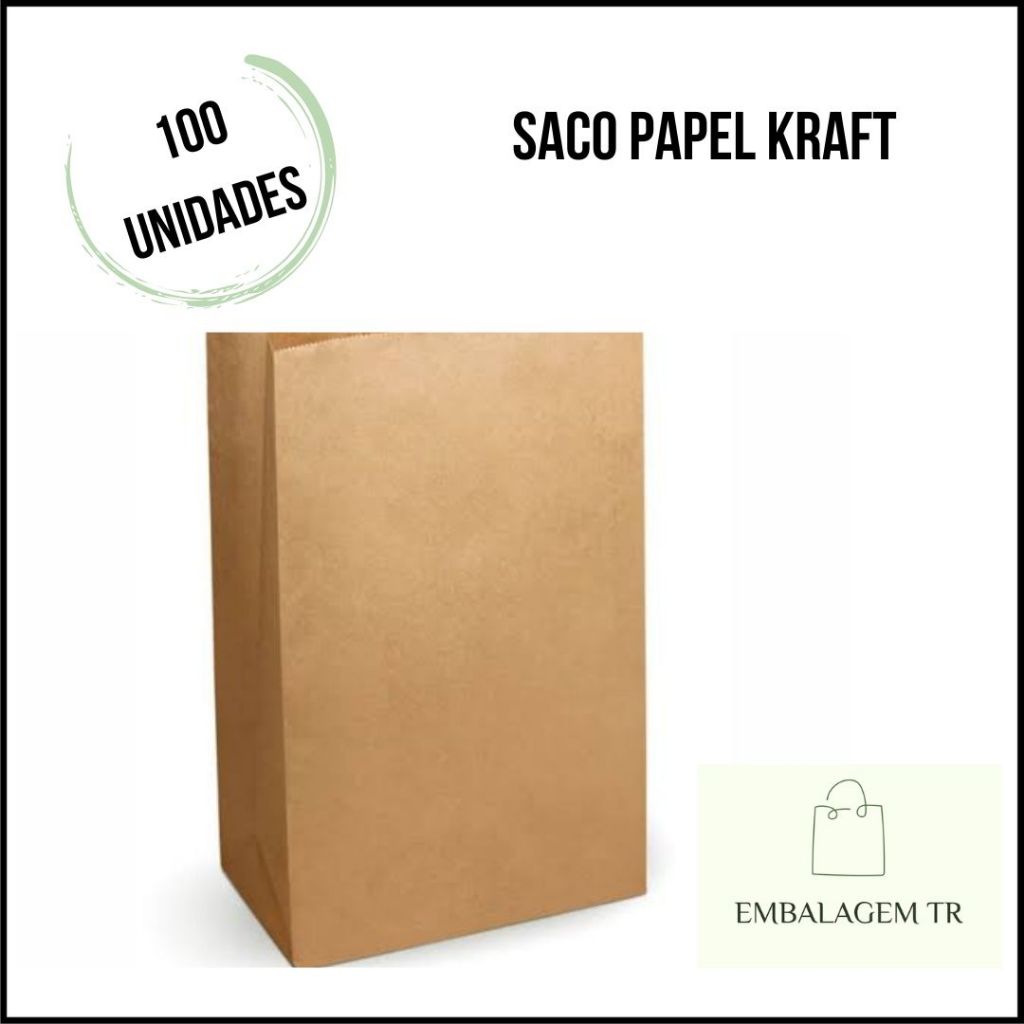 Saco Kraft para Delivery - Tamanhos P, M e G - Pacote com 10