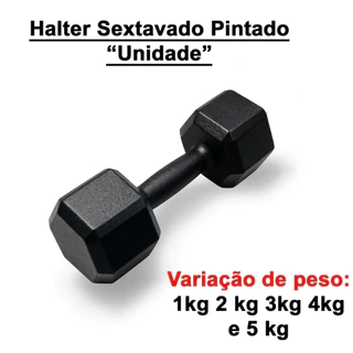 Halter Sextavado Pintado Unidade 1 a 5 kg One Life Sports Treino em Casa Musculação