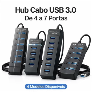 Hub USB 3.0 4 ou 7 Portas 5Gbps Extensor USB Adaptador Para Notebook PC Pendrive