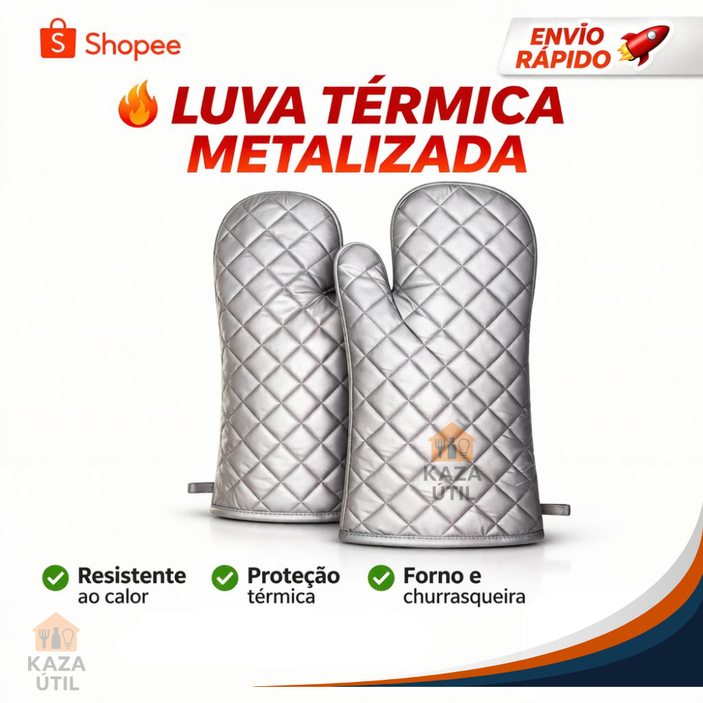 Luva Térmica Metalizada para Forno Cozinha Resistente ao Cal