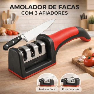 Amolador Afiador Facas Tesouras Aço Inox Profissional 3 Estágios Manual Cozinha Durable em Oferta na Shopee