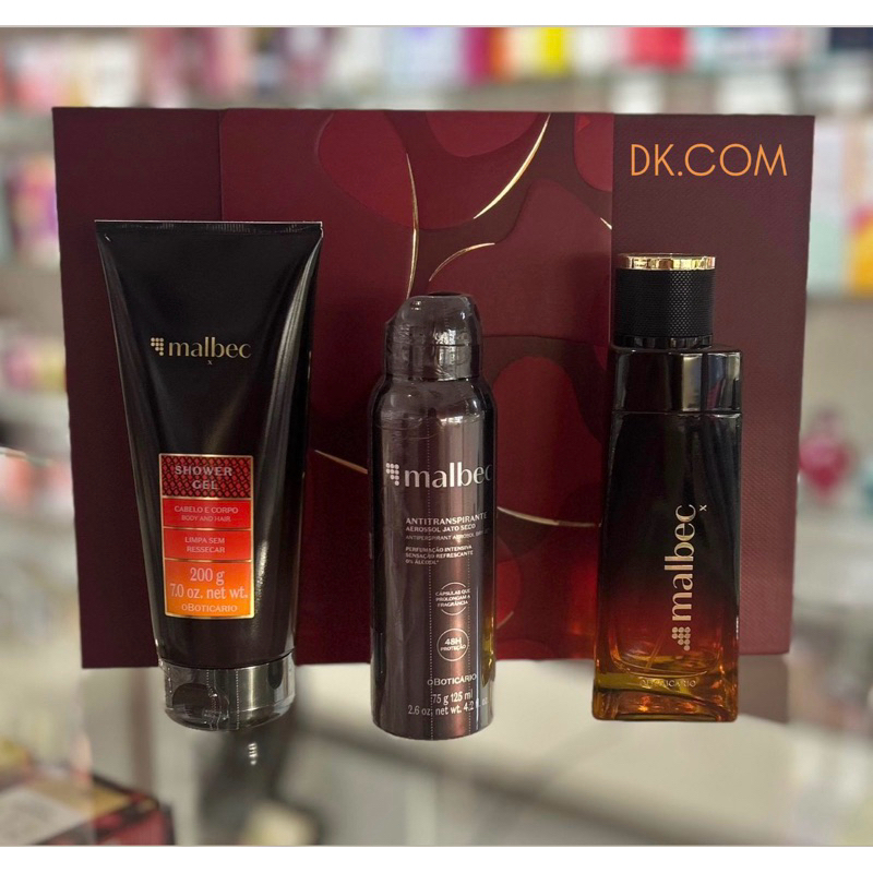 Kit Presente Estojo Malbec X O Boticário Masculino com 3 itens