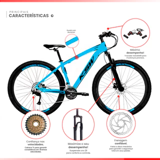 Bicicleta Aro 29 Ksw XLT 100 Alumínio 21 Velocidades Freios a Disco Com Suspensao MTB