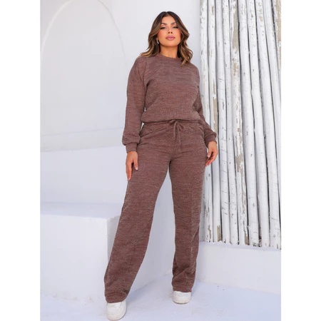Conjunto Feminino Calça Com Bolsos E Blusa Manga Longa