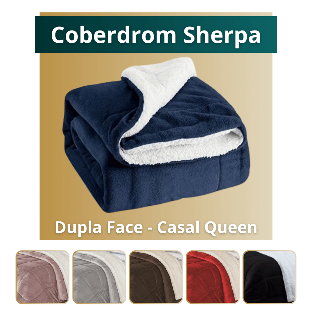 Coberdrom Sherpa Casal Queen Cobertor Edredom Manta Dupla Face Soft Felpudo Macio