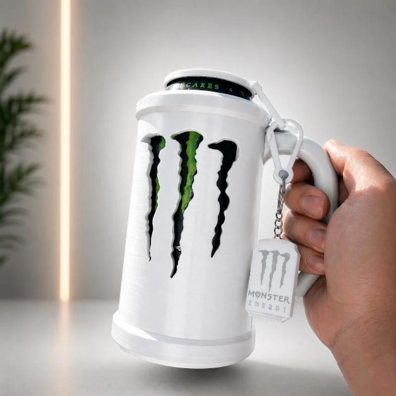 Kit Porta Lata Monster Energy com Alça + Tampa + Chaveiro Abridor | Suporte Térmico Energético - Imagem 3