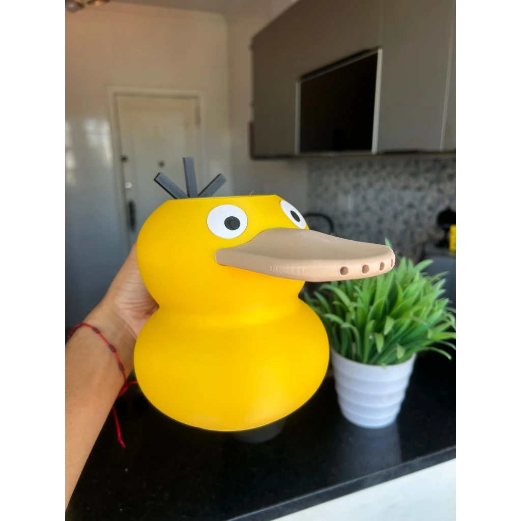 Regador Psyduck Pokémon Decorativo | Vaso Geek 3D | Presente Criativo para Plantas