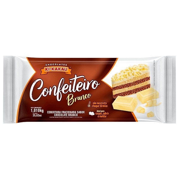Cobertura Chocolate Branco Confeiteiro Barra Fracionada 1,01