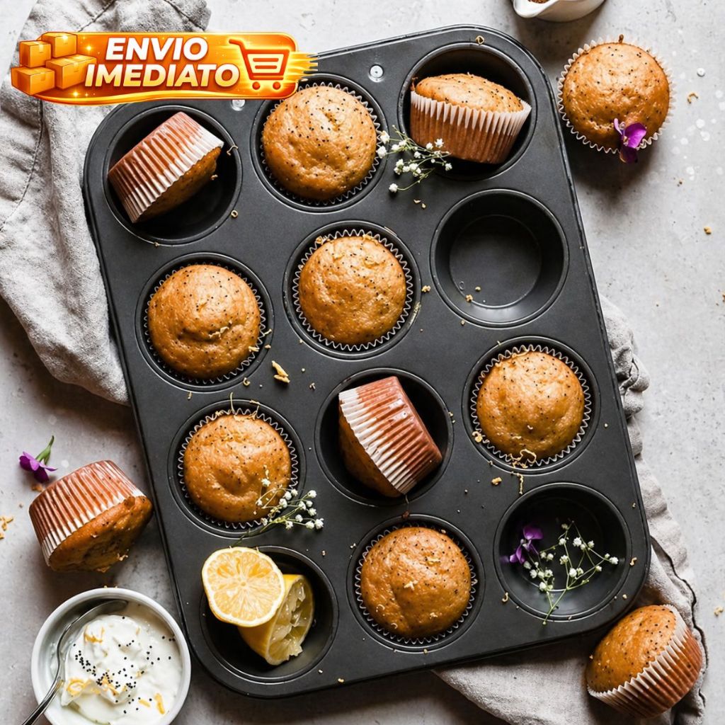 Forma Assadeira Retangular Circular Para 12 Cupcakes Antiade