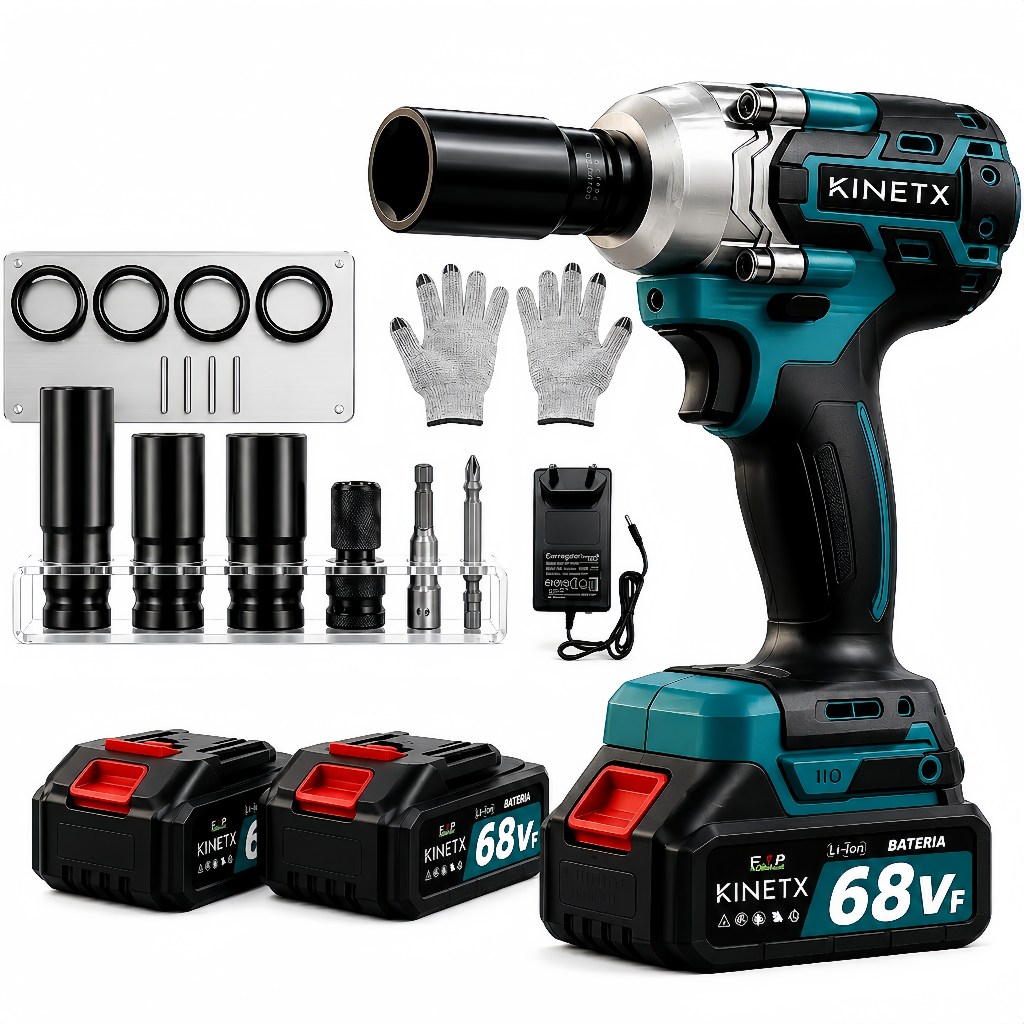 Chave de Impacto KINETX Sem Escova 68VF 300Nm 2 Baterias Com