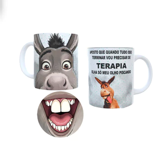 Caneca Personalizada Burro do Shrek Bocão - Quando Tudo Isso Terminar Vou Precisar de Terapia