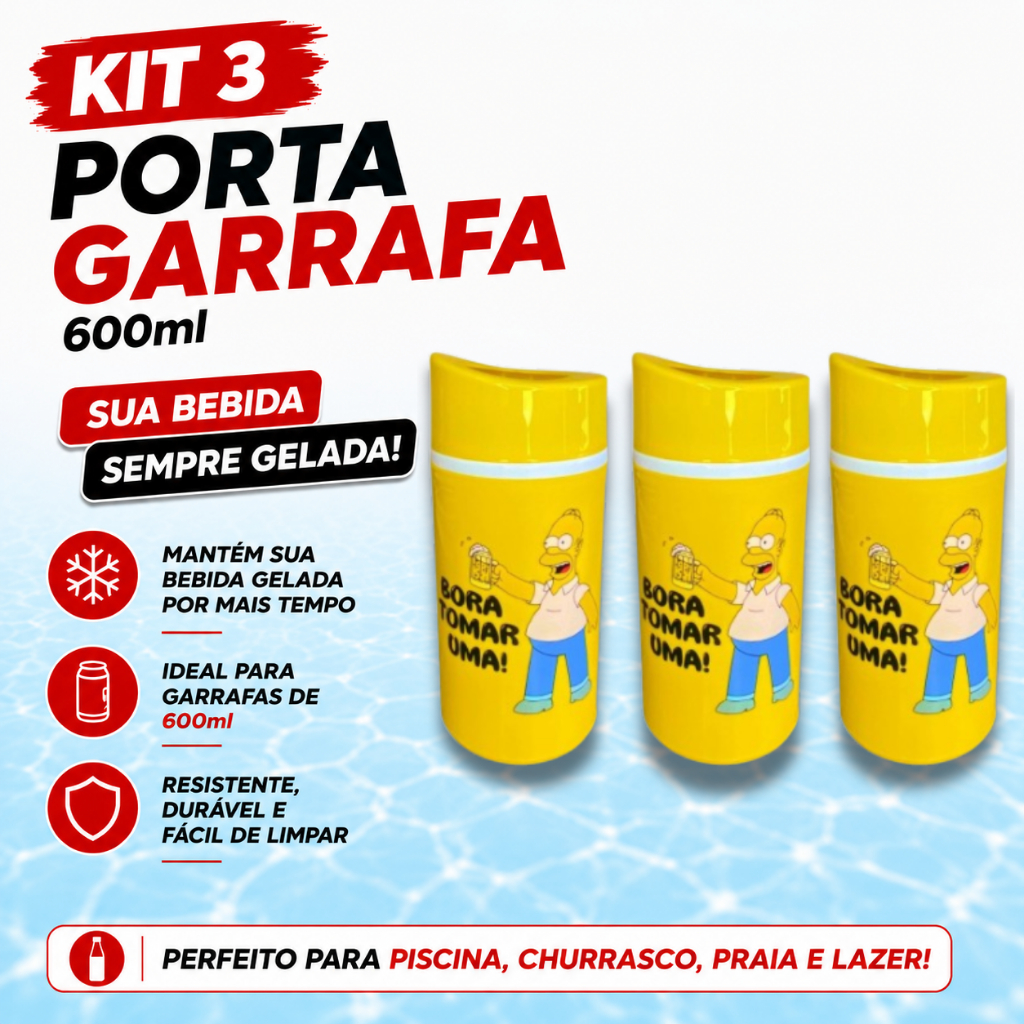 3 Porta Garrafa 600ml Suporte Cerveja Homer Simpson Térmico