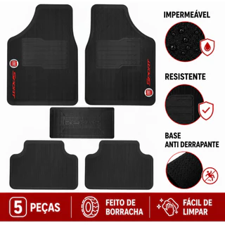 Jogo Tapete Automotivo de Borracha Logo Fiat 5 Peças