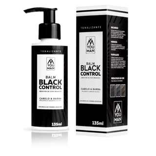 Kit 3 Unidades Escurecedor Balm Black Control Barba e Cabelo Masculino 135ml Reduz Fios Brancos YMG