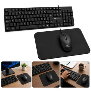 Kit Teclado Mouse e Mouse Pad C/ Fio USB - Resistente e Alta Qualidade - C3Tech K-M10BK / MS-31BK